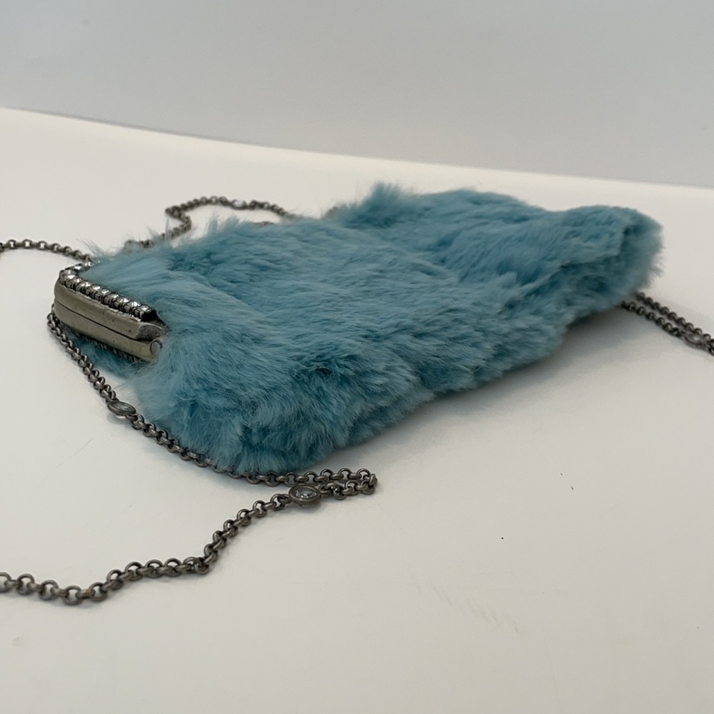 SOLD - JUICY COUTURE NEW 100% Rabbit Fur Blue Heart Bag - Picture 3 of 9